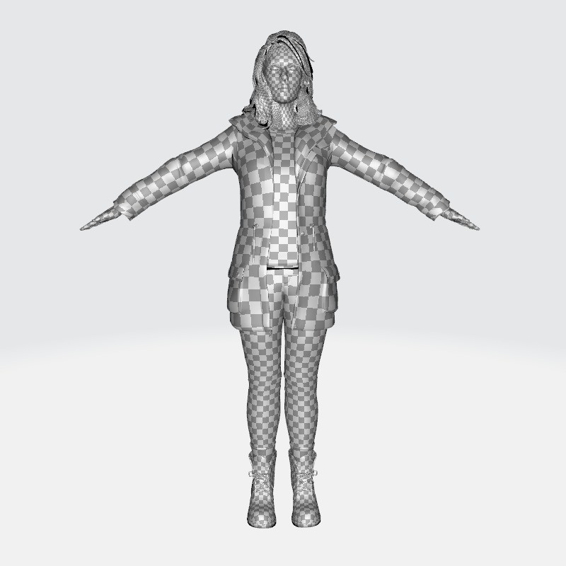 Female 3D Model – High-Quality Low-Poly Character in Winter Wear