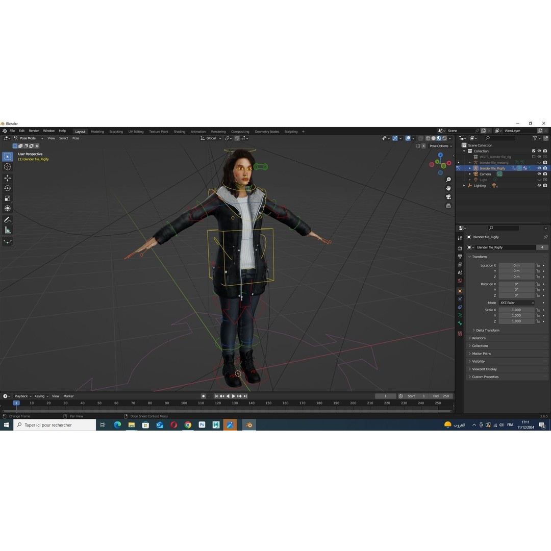 Female 3D Model – High-Quality Low-Poly Character in Winter Wear - View 16