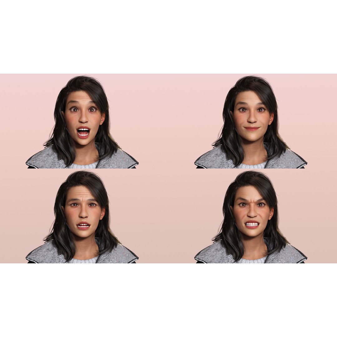 Female 3D Model – High-Quality Low-Poly Character in Winter Wear - View 8
