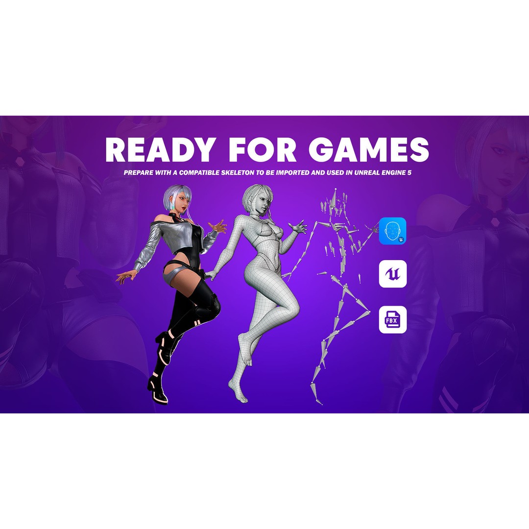 Lucy Cyberpunk Edgerunner 3D Model – Game Ready Low-Poly Character, Blender, FBX - View 12