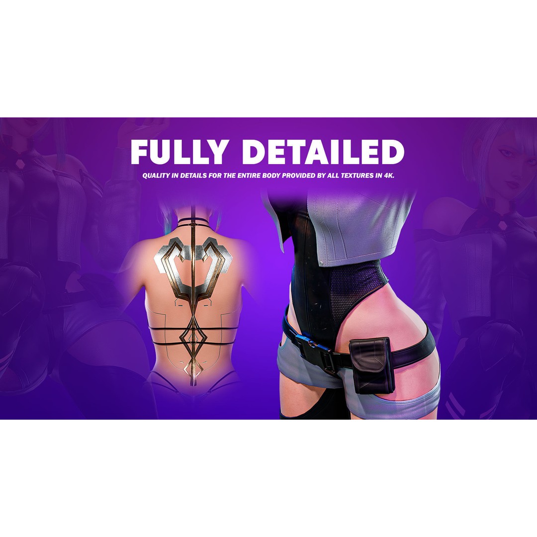 Lucy Cyberpunk Edgerunner 3D Model – Game Ready Low-Poly Character, Blender, FBX - View 13