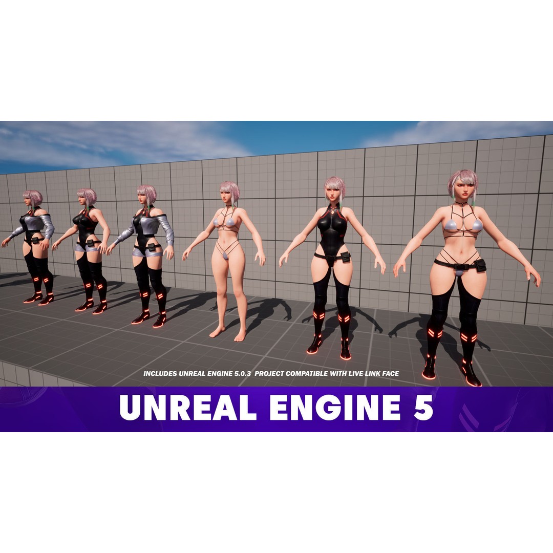 Lucy Cyberpunk Edgerunner 3D Model – Game Ready Low-Poly Character, Blender, FBX - View 16