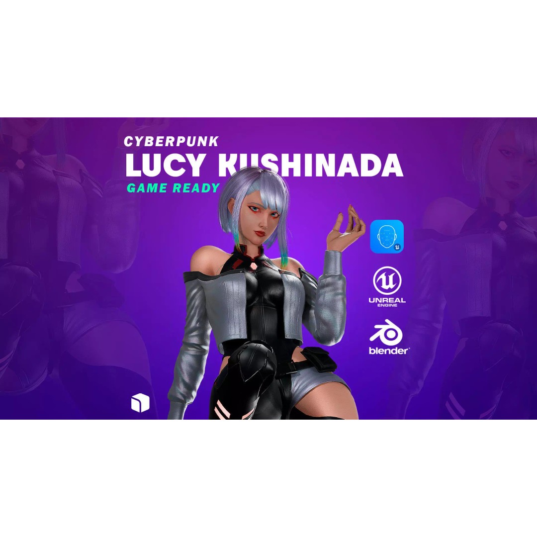 Lucy Cyberpunk Edgerunner 3D Model – Game Ready Low-Poly Character, Blender, FBX - View 2