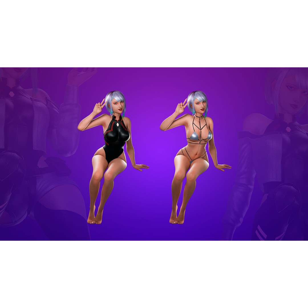 Lucy Cyberpunk Edgerunner 3D Model – Game Ready Low-Poly Character, Blender, FBX - View 7