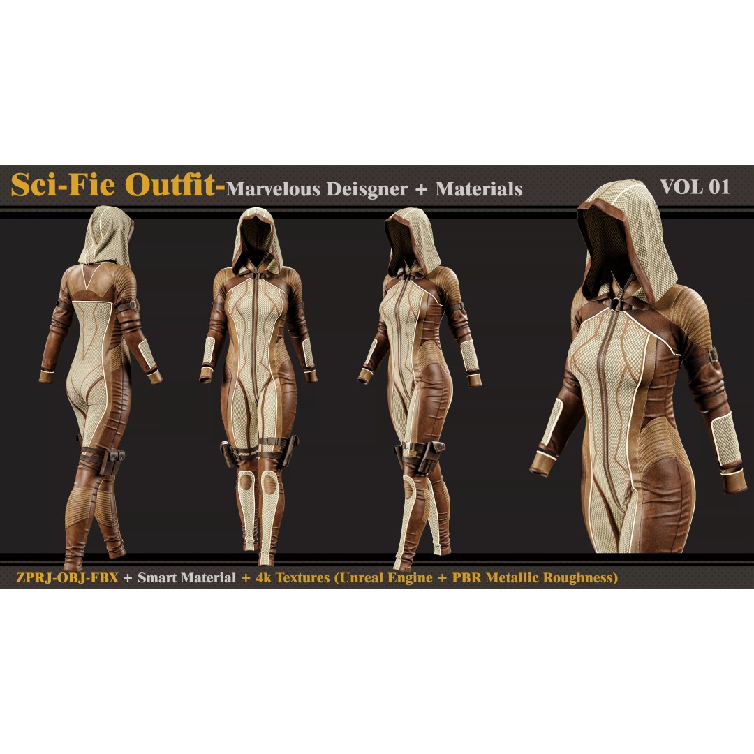 Sci-Fi Outfit 3D Model – PBR Textures, FBX & OBJ Formats - View 2