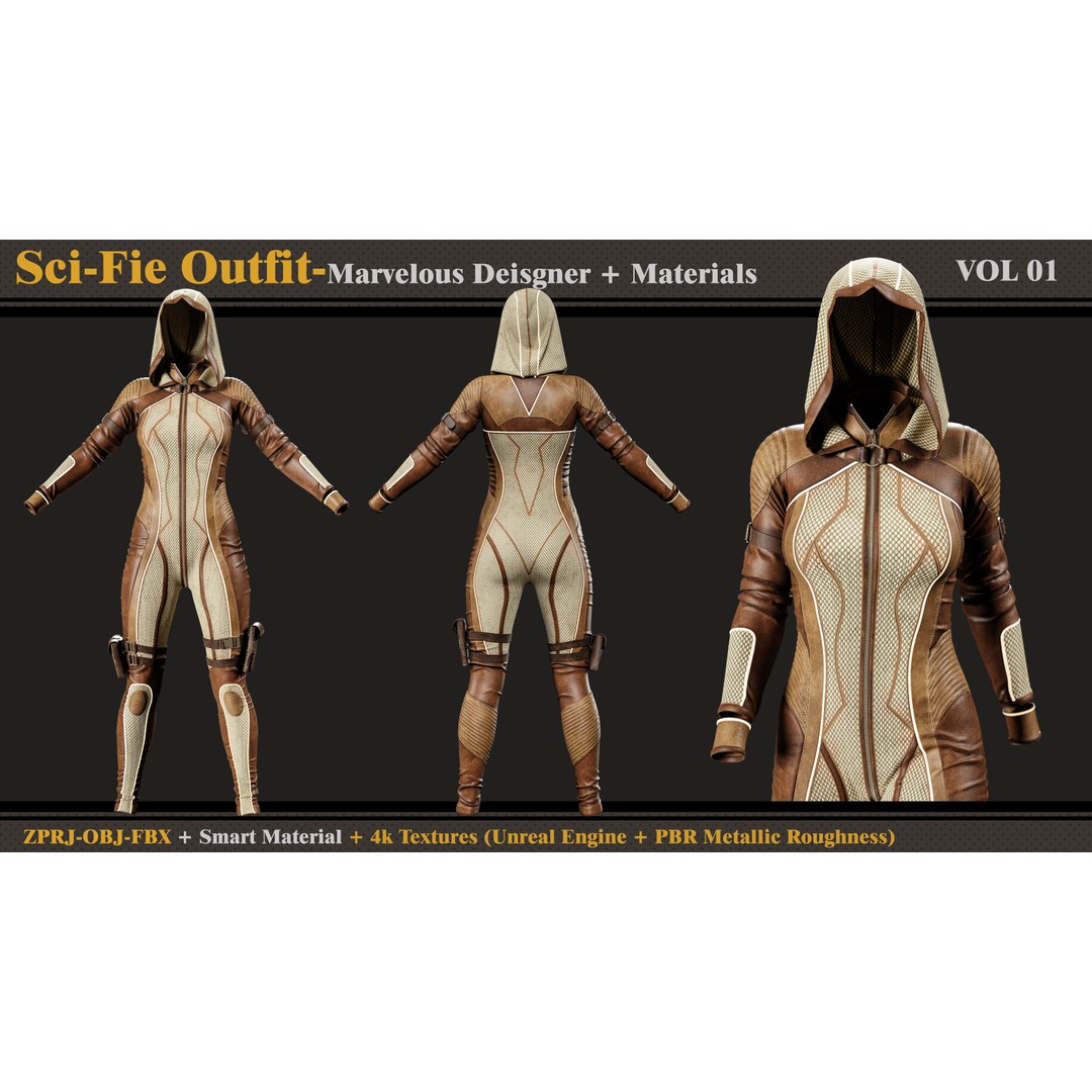 Sci-Fi Outfit 3D Model – PBR Textures, FBX & OBJ Formats - View 3