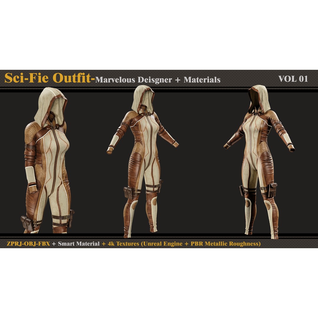 Sci-Fi Outfit 3D Model – PBR Textures, FBX & OBJ Formats - View 4