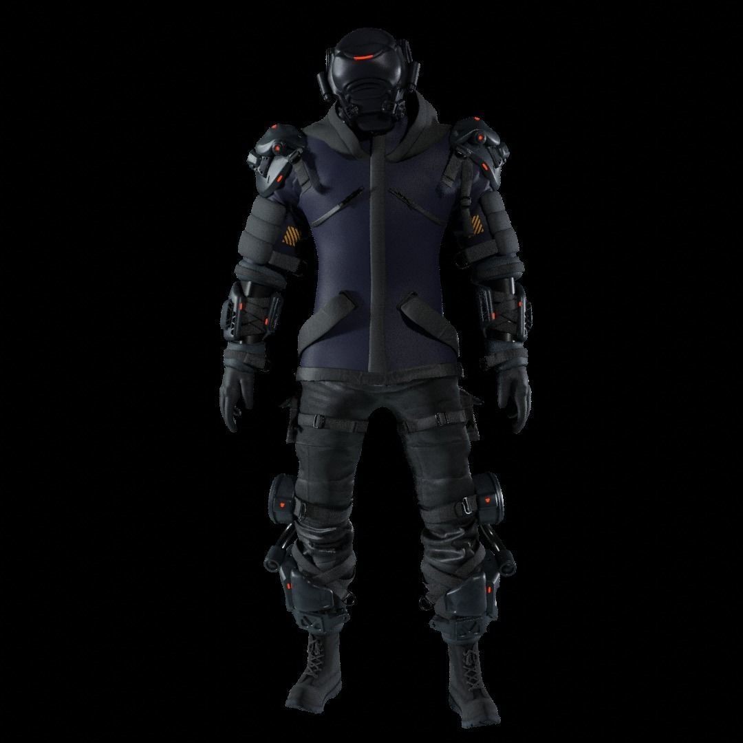 Cyber Hunter 3D Model – Rigged Sci-Fi Character with PBR Textures - View 14