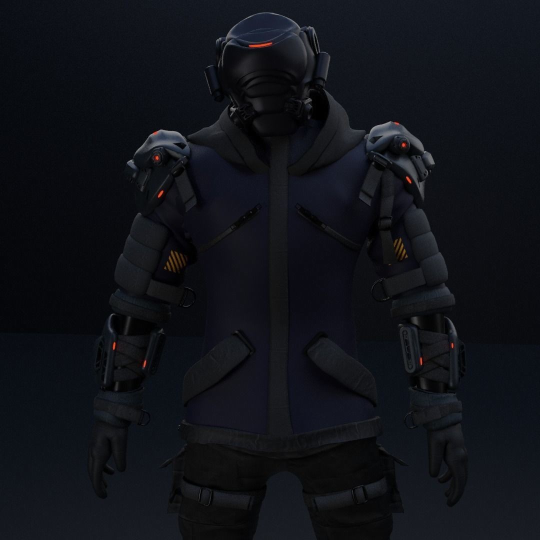 Cyber Hunter 3D Model – Rigged Sci-Fi Character with PBR Textures - View 15
