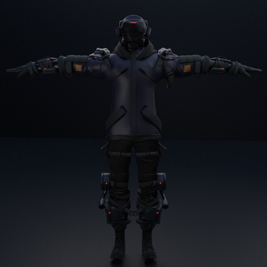 Cyber Hunter 3D Model – Rigged Sci-Fi Character with PBR Textures - View 16