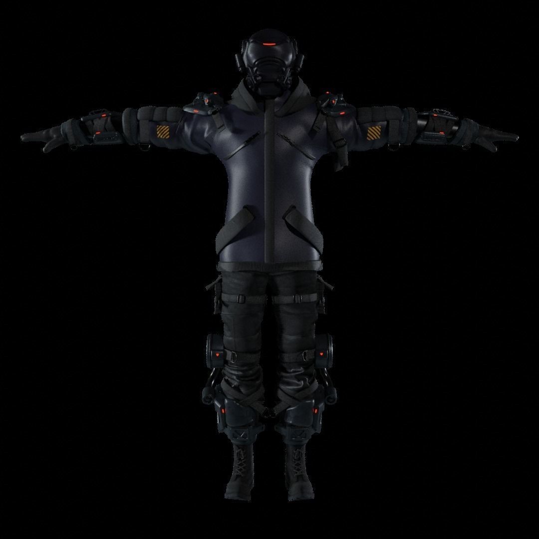 Cyber Hunter 3D Model – Rigged Sci-Fi Character with PBR Textures - View 18