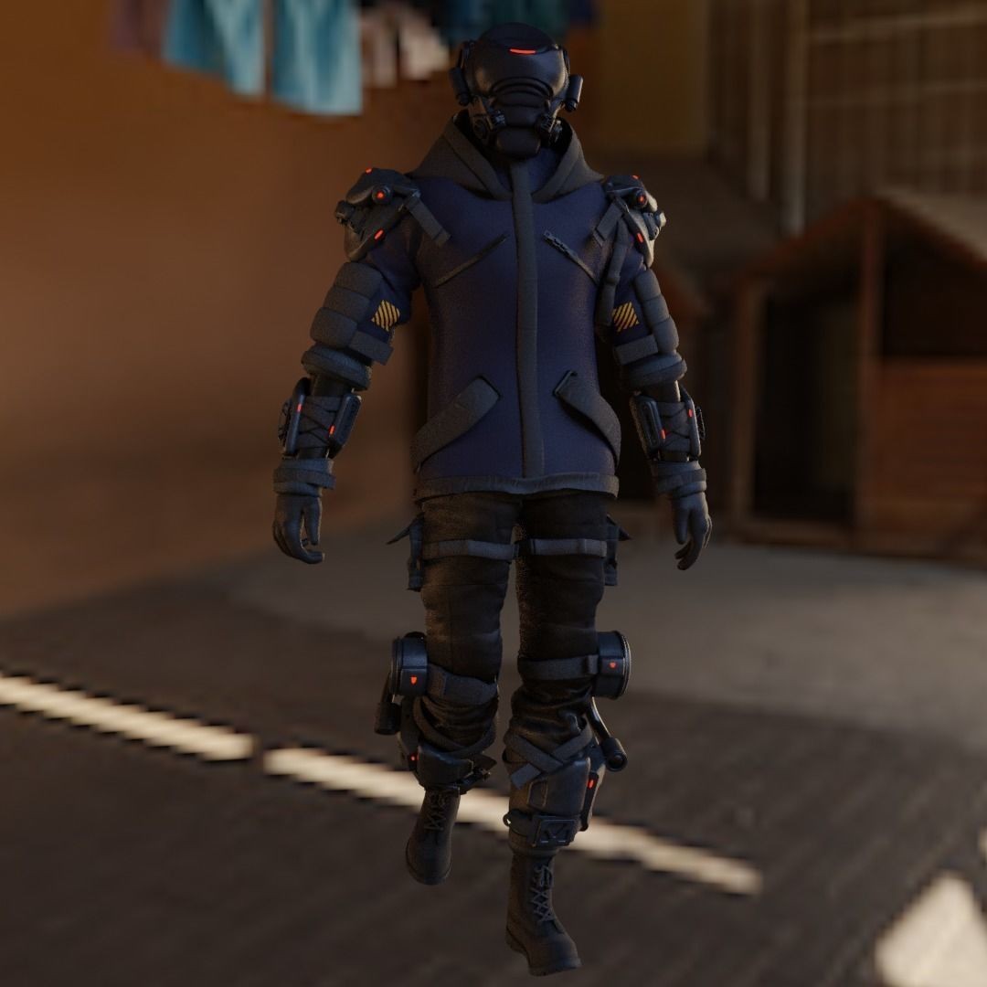 Cyber Hunter 3D Model – Rigged Sci-Fi Character with PBR Textures - View 20