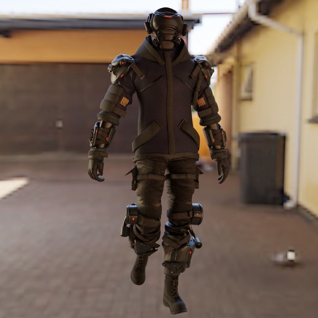 Cyber Hunter 3D Model – Rigged Sci-Fi Character with PBR Textures - View 21