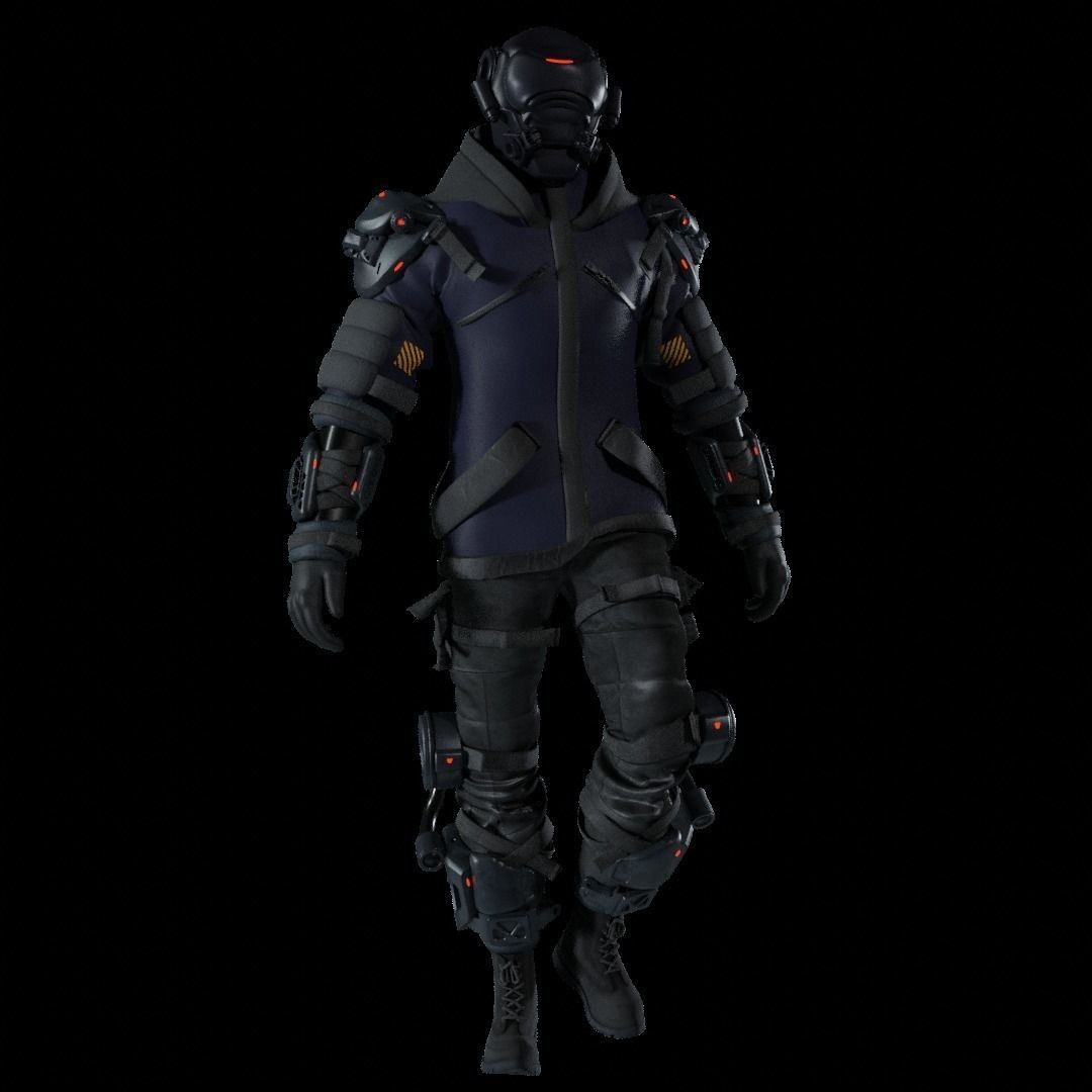 Cyber Hunter 3D Model – Rigged Sci-Fi Character with PBR Textures - View 3