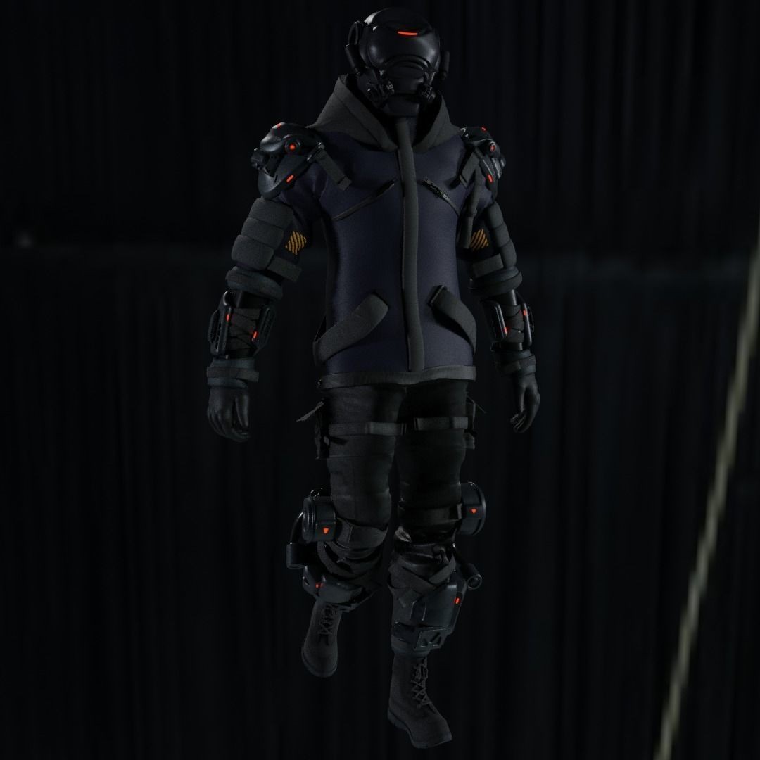 Cyber Hunter 3D Model – Rigged Sci-Fi Character with PBR Textures - View 6