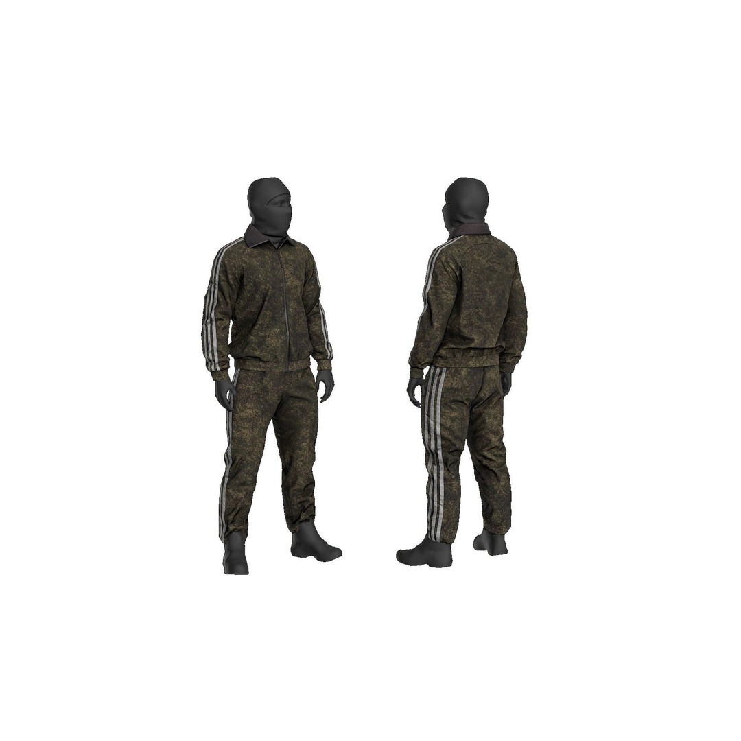 Tactical Sportswear Tracksuit 3D Model – Low Poly Game Asset, FBX - View 4