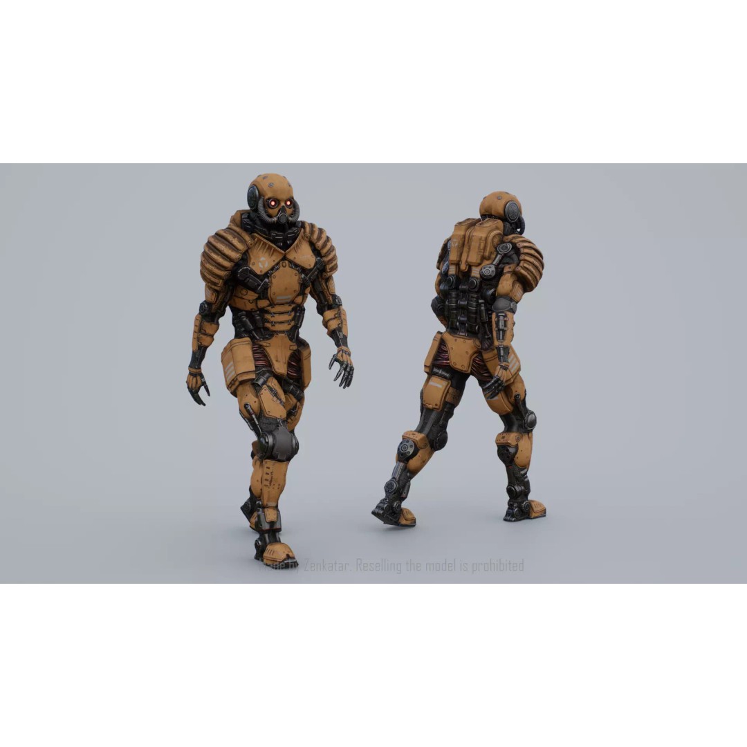 Yellow Robot 3D Model – Low Poly Rigged Character for Games - View 10