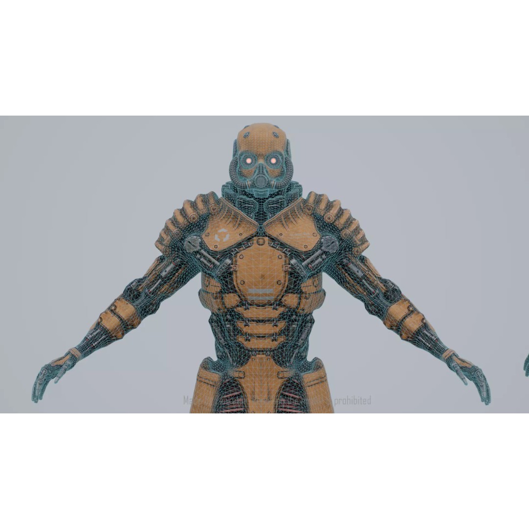 Yellow Robot 3D Model – Low Poly Rigged Character for Games - View 15