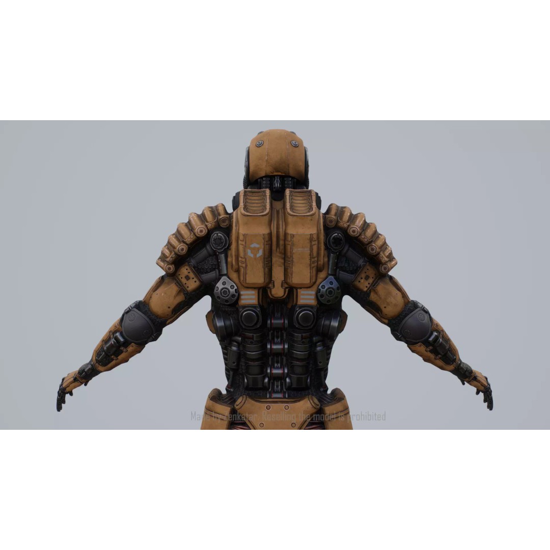 Yellow Robot 3D Model – Low Poly Rigged Character for Games - View 16