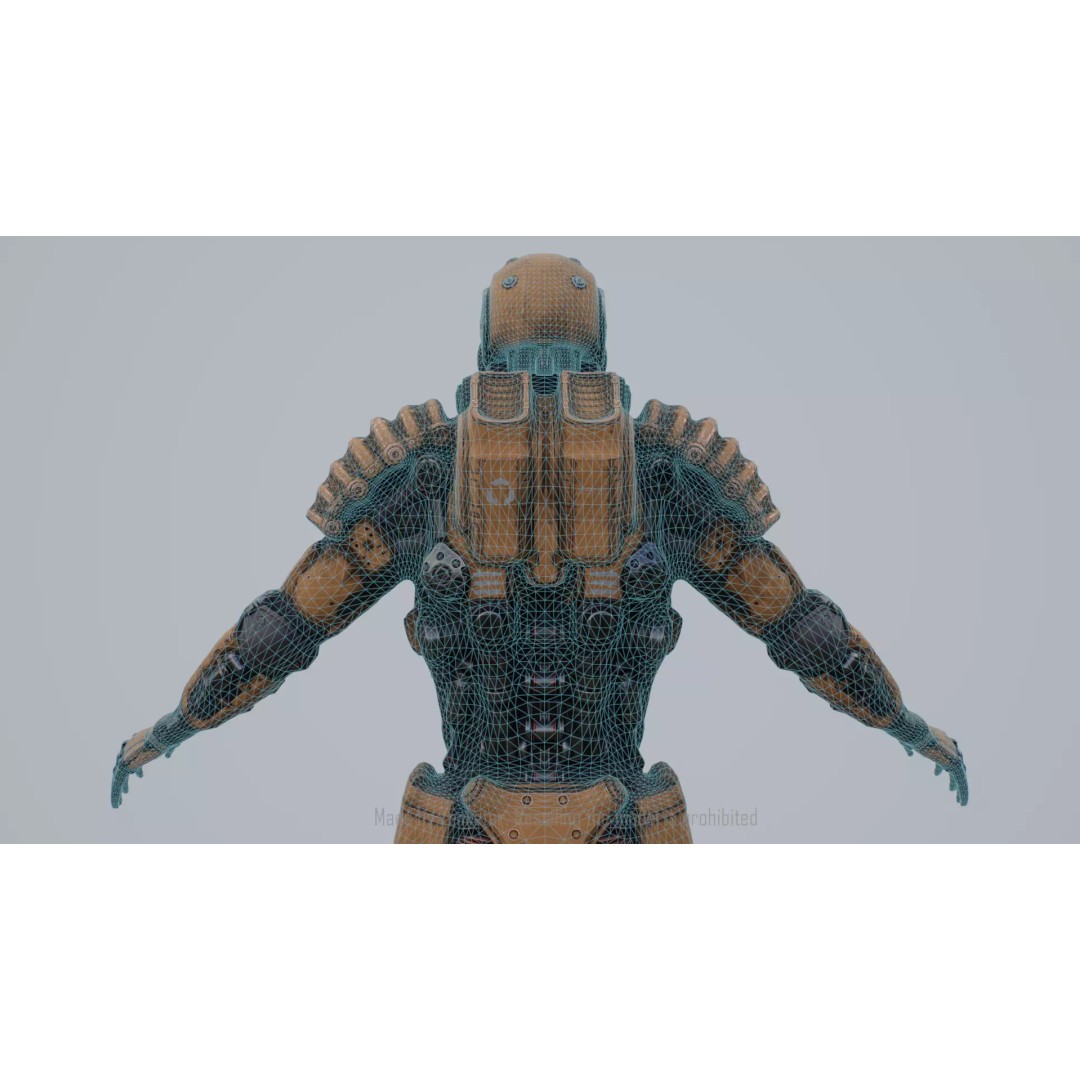 Yellow Robot 3D Model – Low Poly Rigged Character for Games - View 17