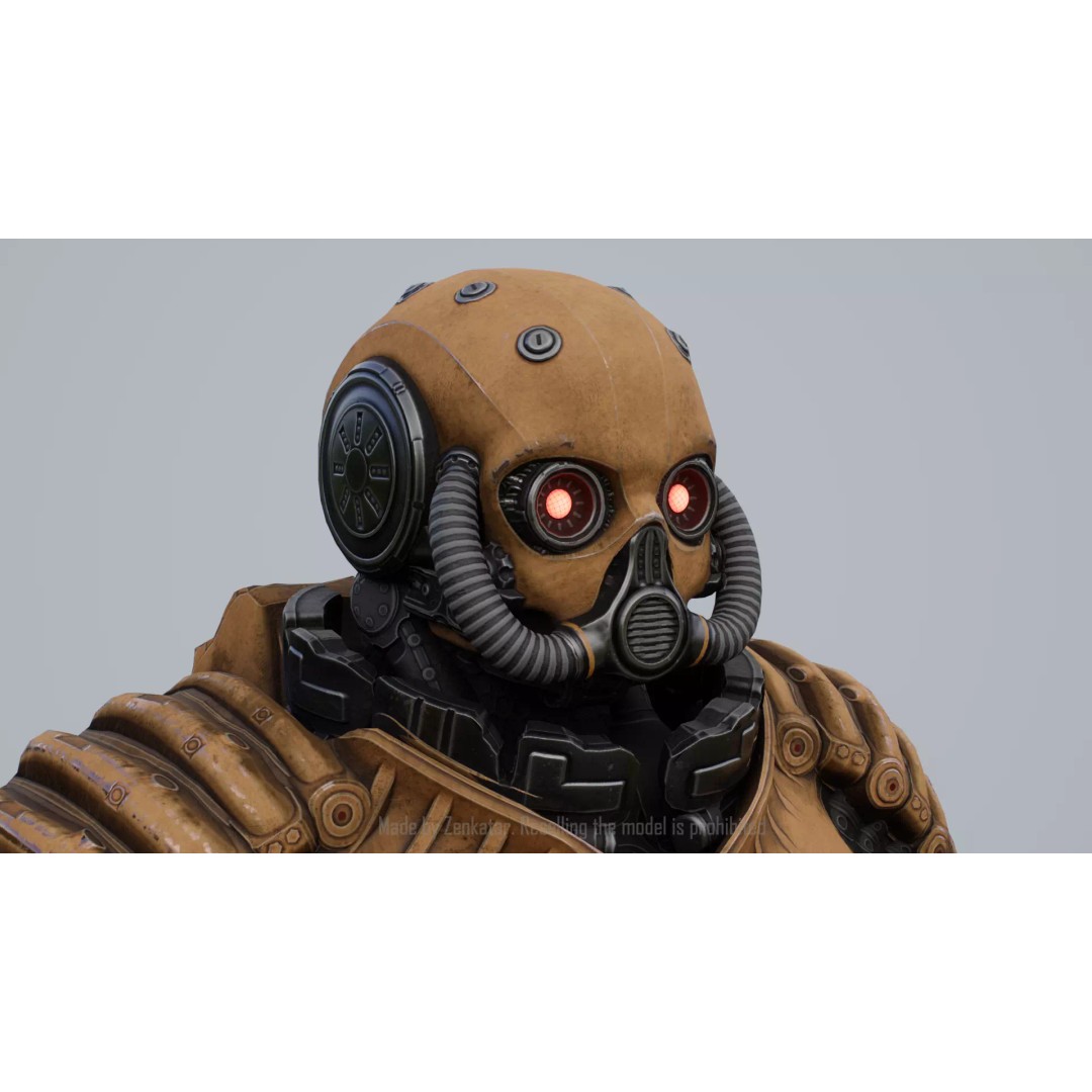 Yellow Robot 3D Model – Low Poly Rigged Character for Games - View 18