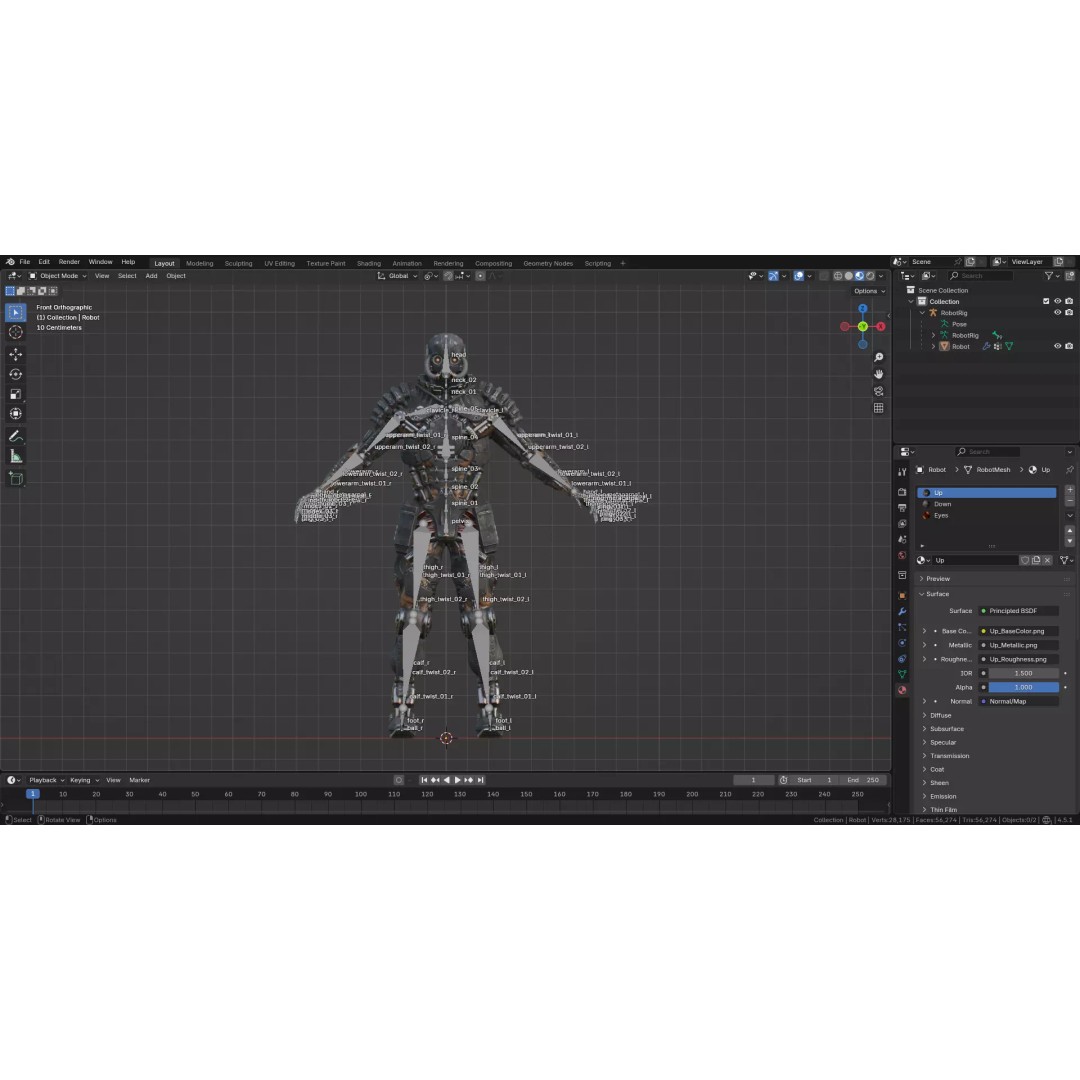 Yellow Robot 3D Model – Low Poly Rigged Character for Games - View 22