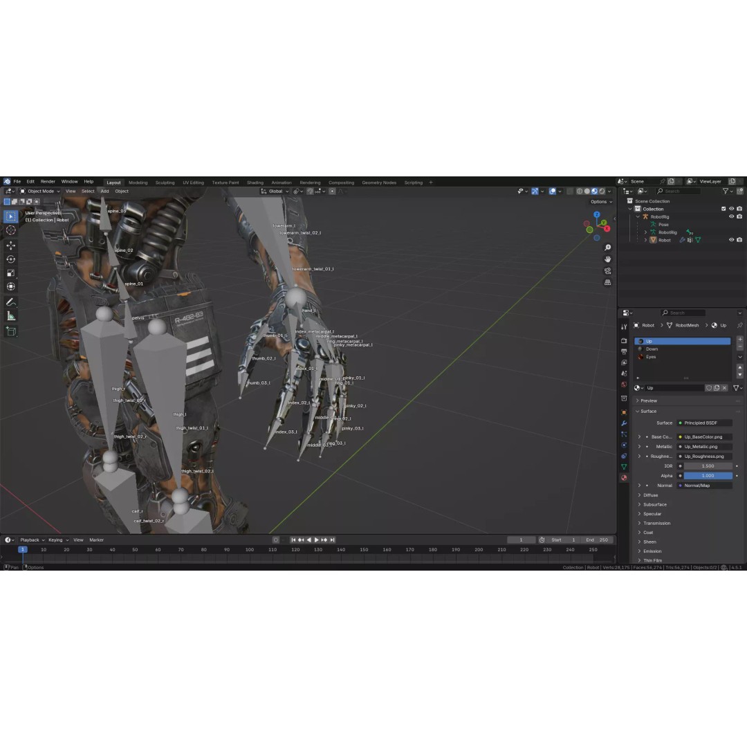 Yellow Robot 3D Model – Low Poly Rigged Character for Games - View 26