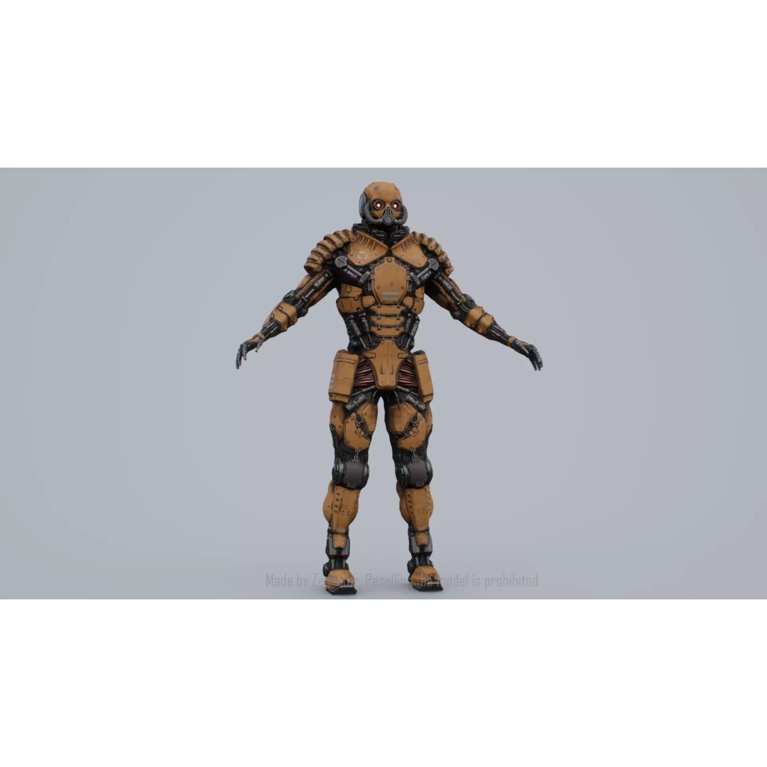 Yellow Robot 3D Model – Low Poly Rigged Character for Games - View 28