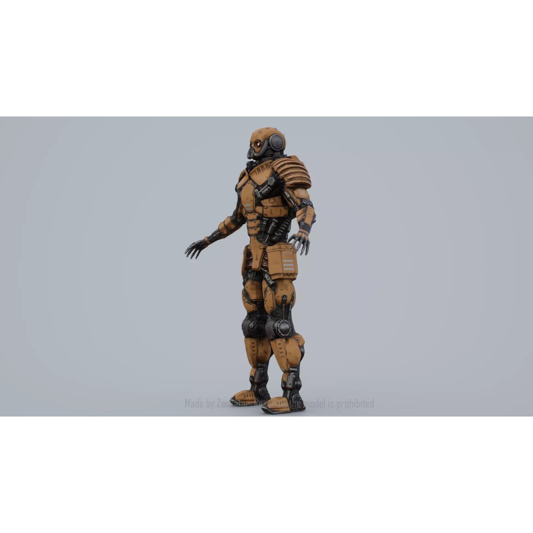 Yellow Robot 3D Model – Low Poly Rigged Character for Games - View 32