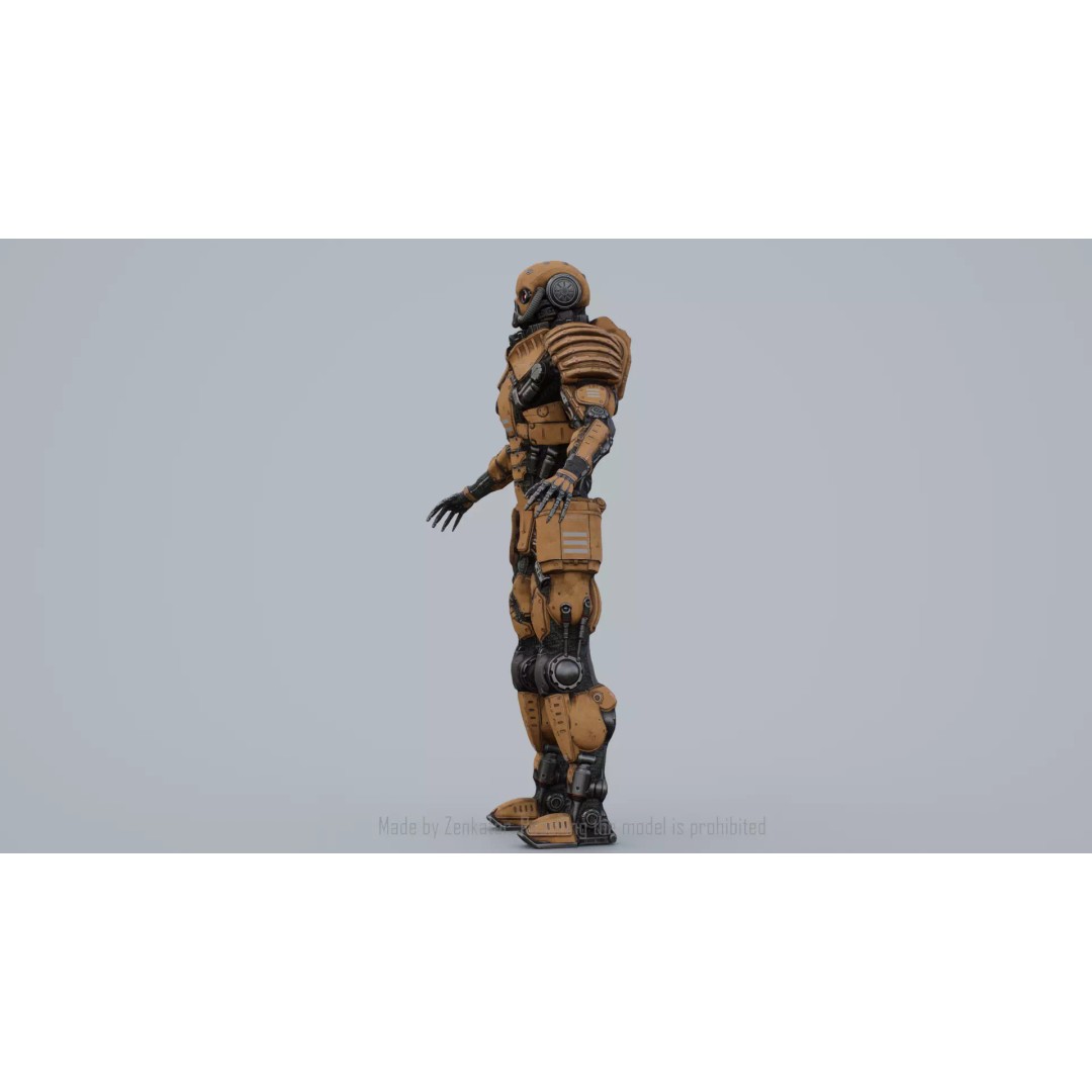 Yellow Robot 3D Model – Low Poly Rigged Character for Games - View 33