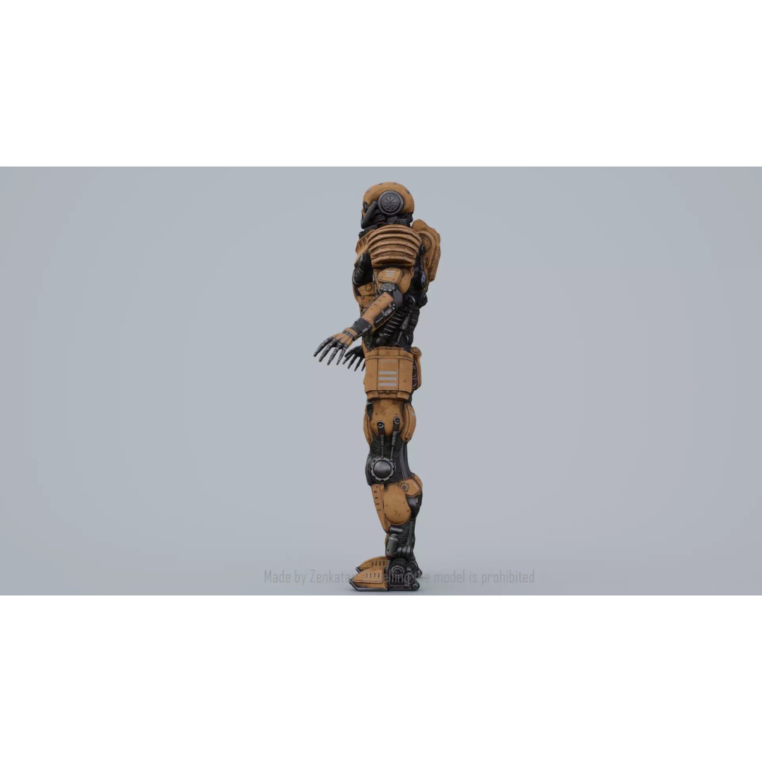 Yellow Robot 3D Model – Low Poly Rigged Character for Games - View 34