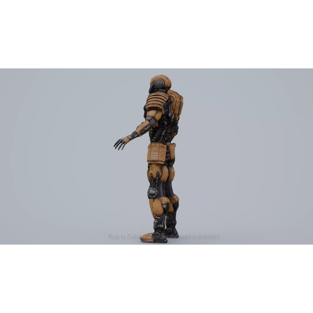 Yellow Robot 3D Model – Low Poly Rigged Character for Games - View 35