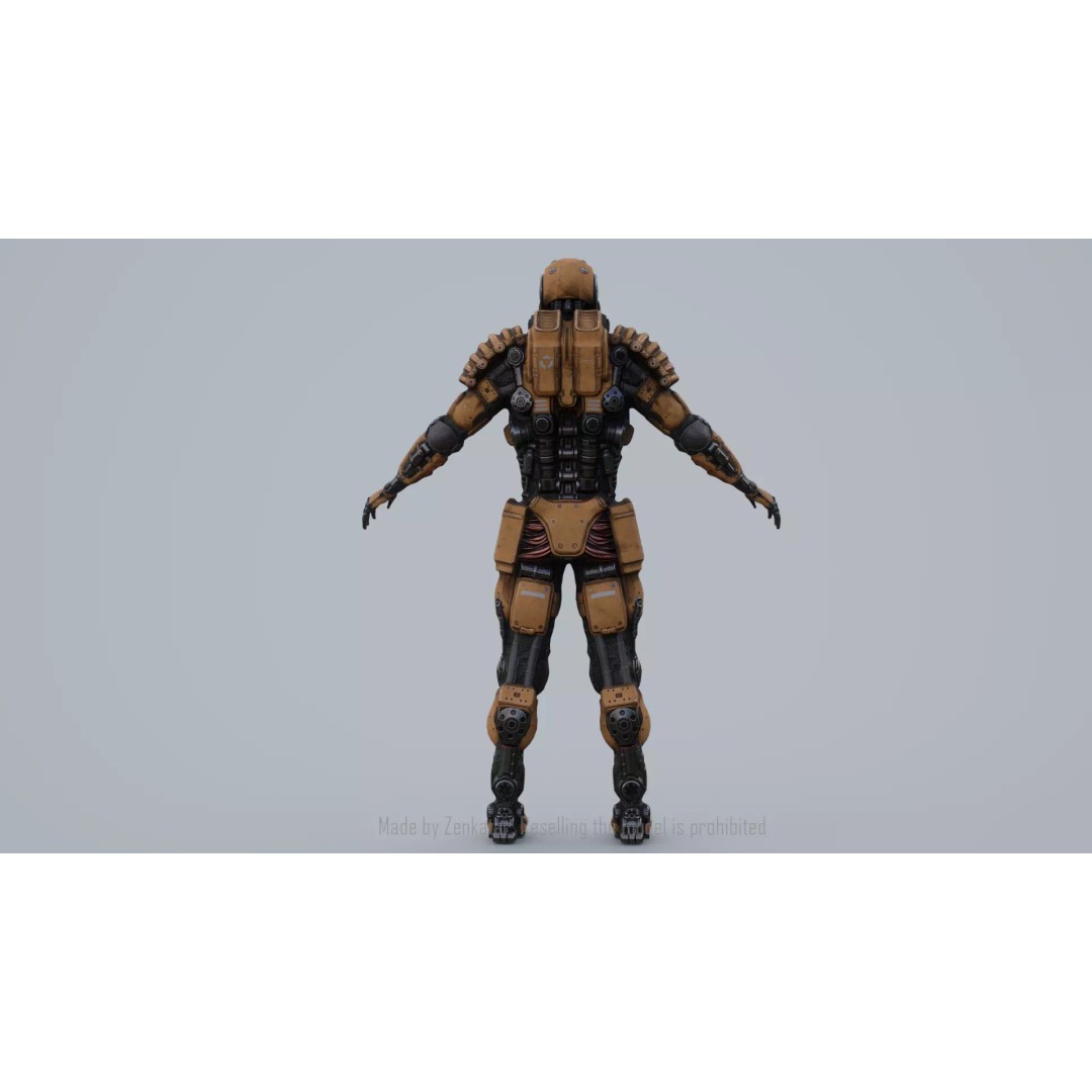 Yellow Robot 3D Model – Low Poly Rigged Character for Games - View 39
