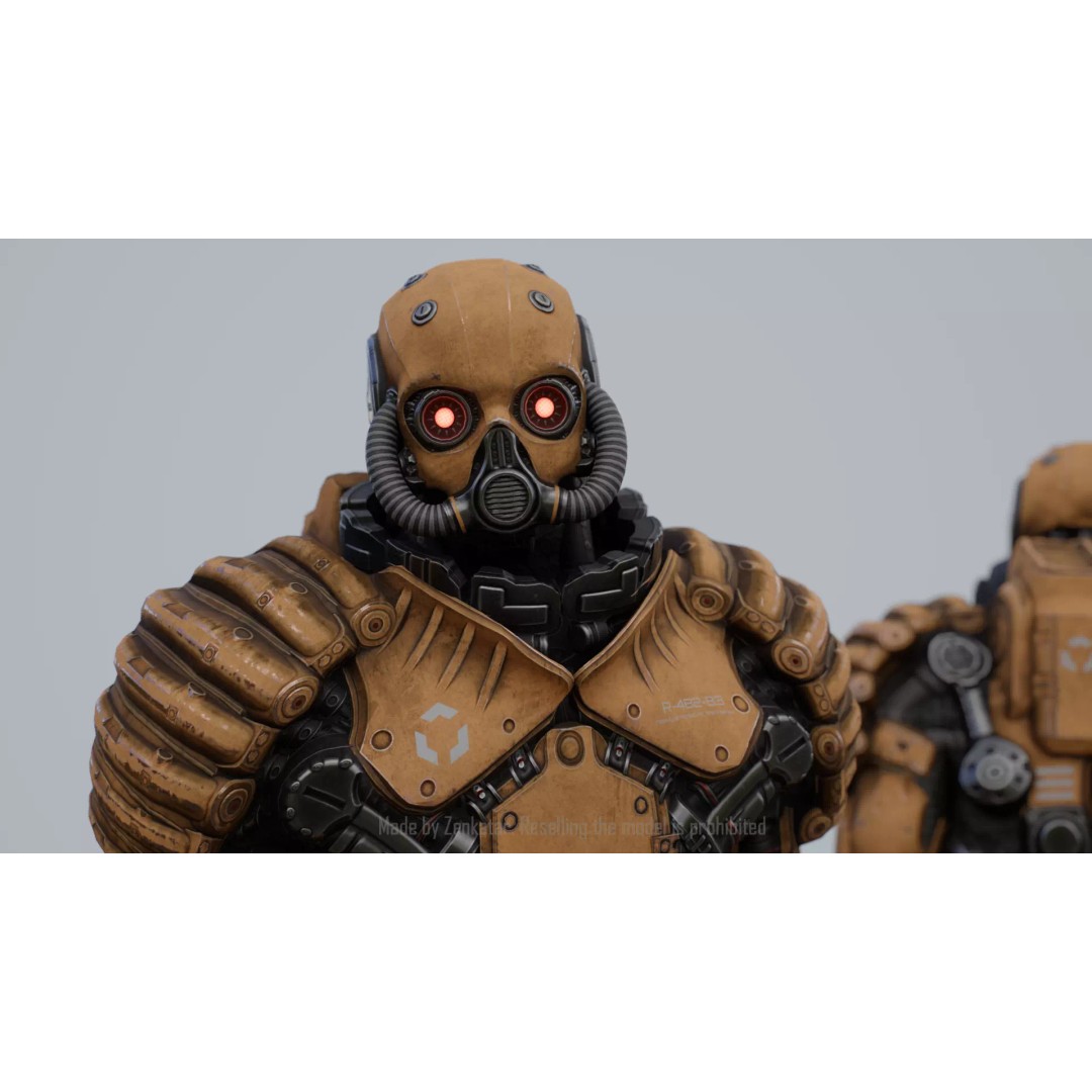 Yellow Robot 3D Model – Low Poly Rigged Character for Games - View 4