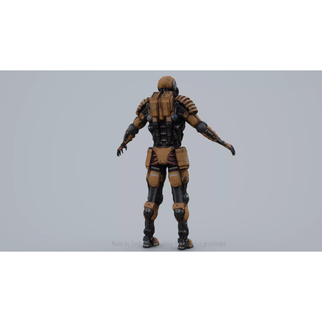 Yellow Robot 3D Model – Low Poly Rigged Character for Games - View 40