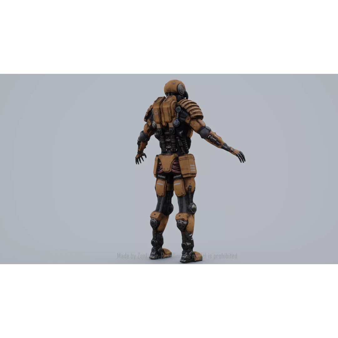 Yellow Robot 3D Model – Low Poly Rigged Character for Games - View 41