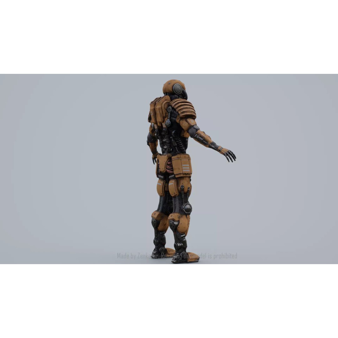 Yellow Robot 3D Model – Low Poly Rigged Character for Games - View 42