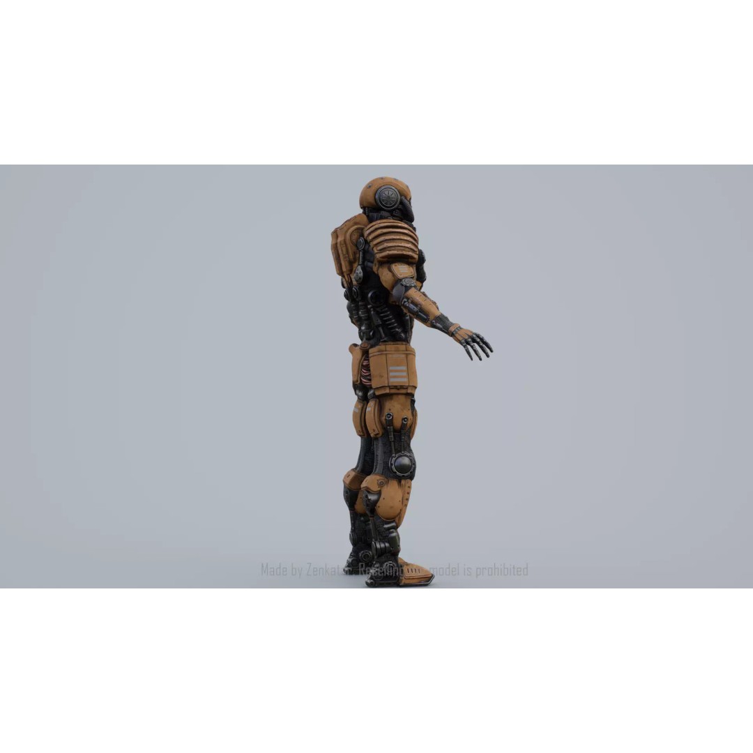 Yellow Robot 3D Model – Low Poly Rigged Character for Games - View 43