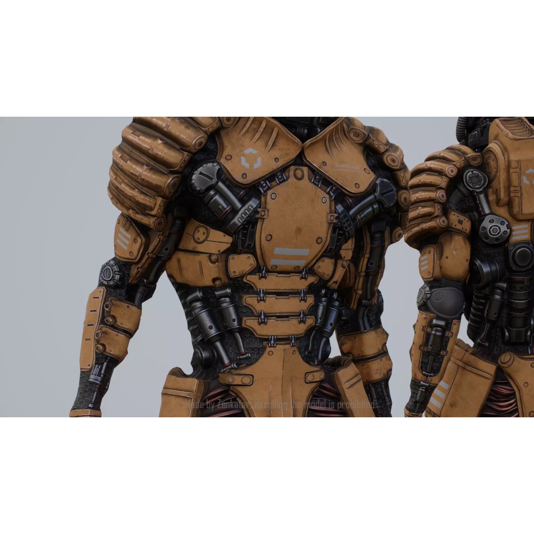 Yellow Robot 3D Model – Low Poly Rigged Character for Games - View 6