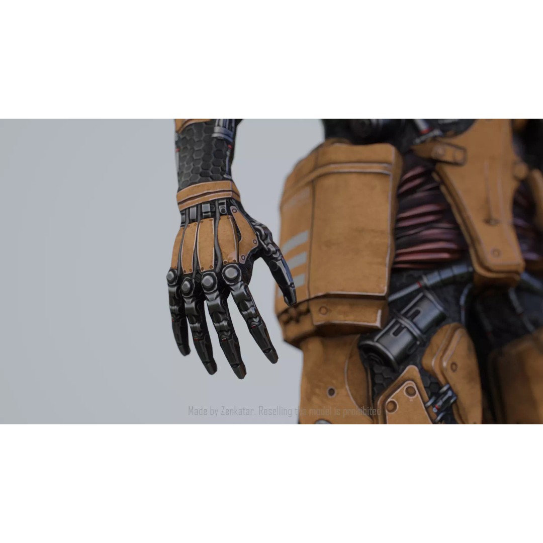 Yellow Robot 3D Model – Low Poly Rigged Character for Games - View 7
