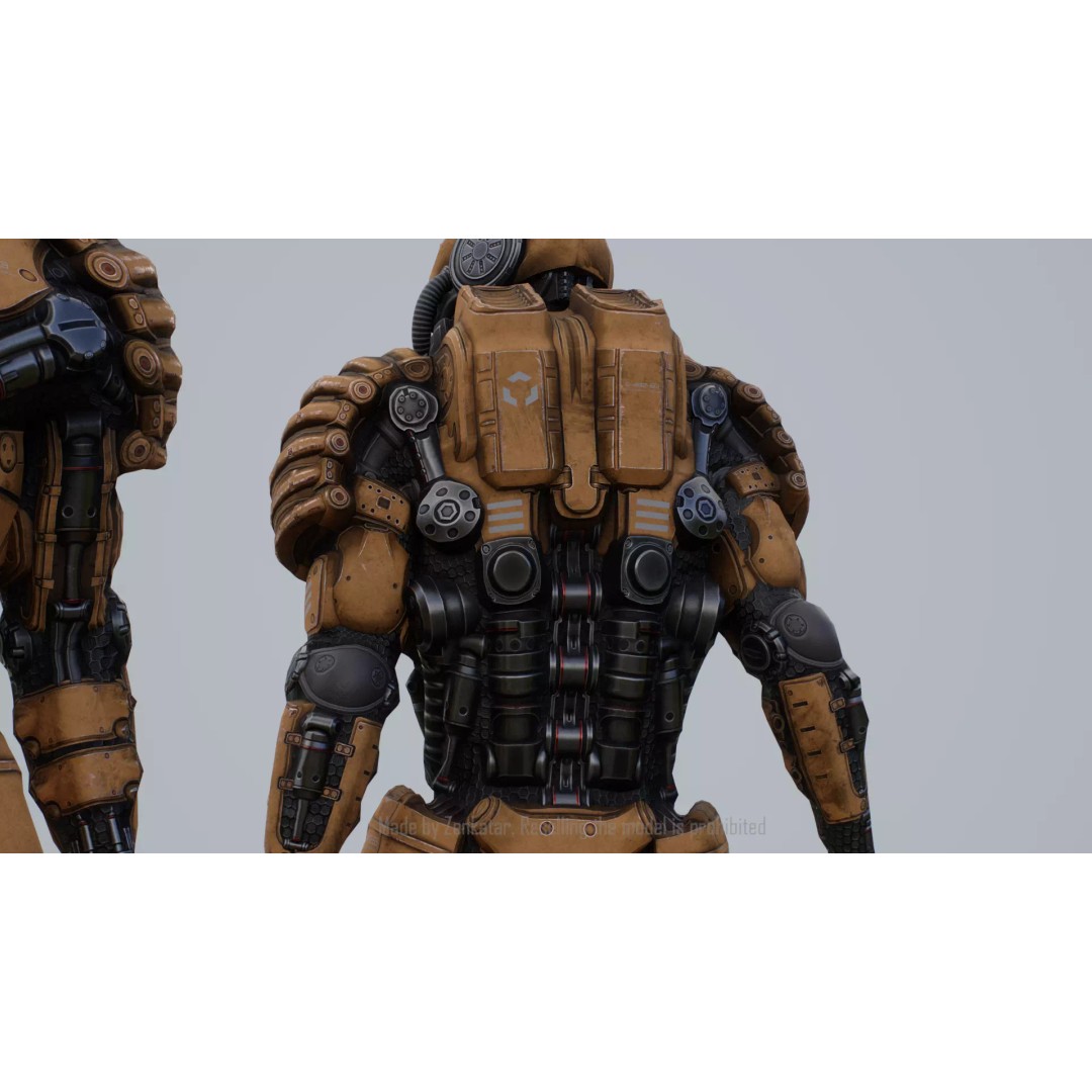 Yellow Robot 3D Model – Low Poly Rigged Character for Games - View 8