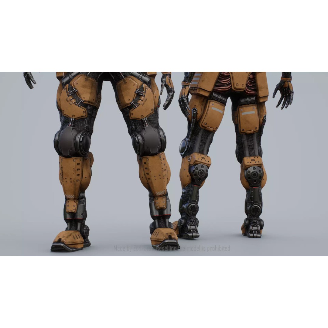 Yellow Robot 3D Model – Low Poly Rigged Character for Games - View 9