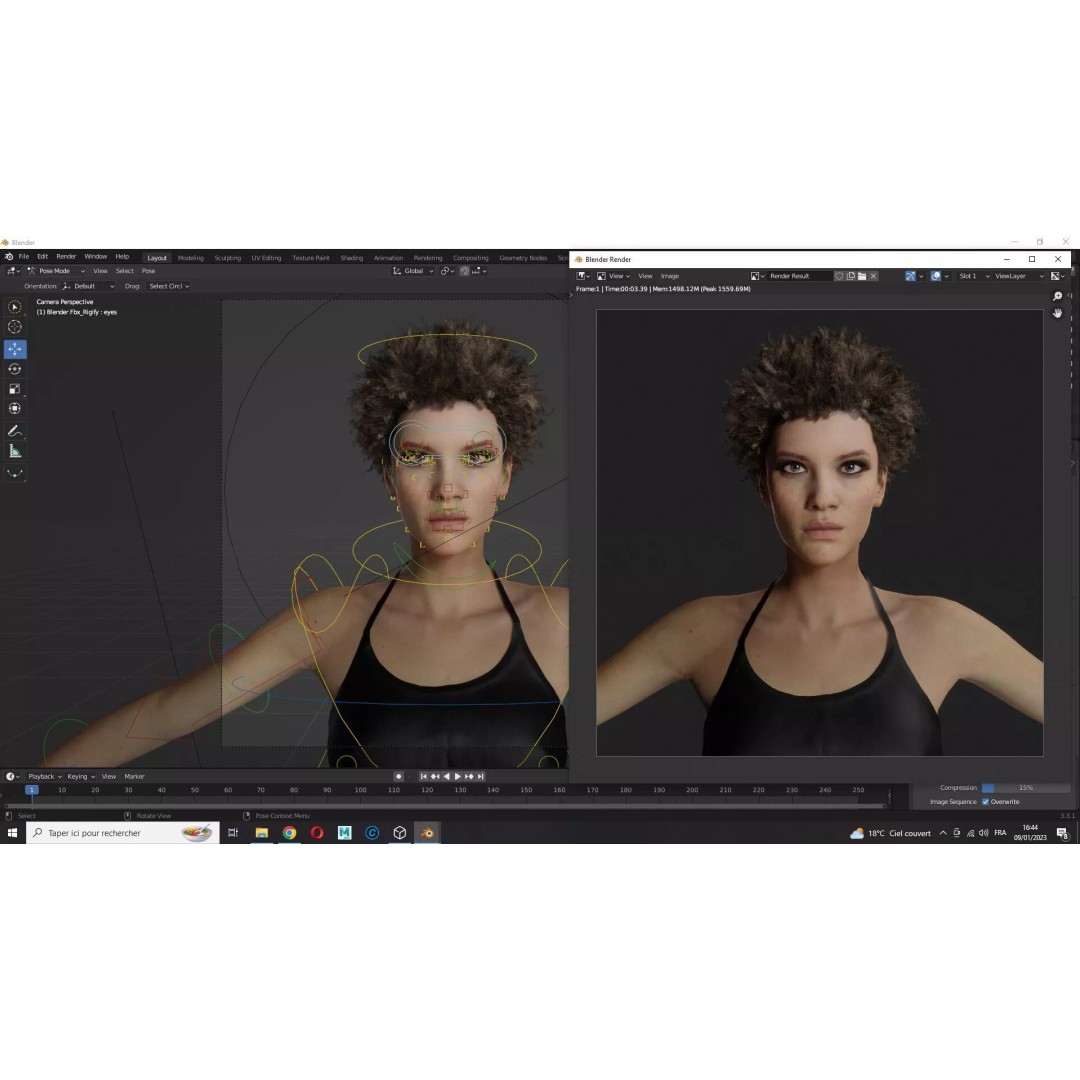 Realistic Young Woman 3D Model – Low Poly Game Ready Character, FBX - View 16