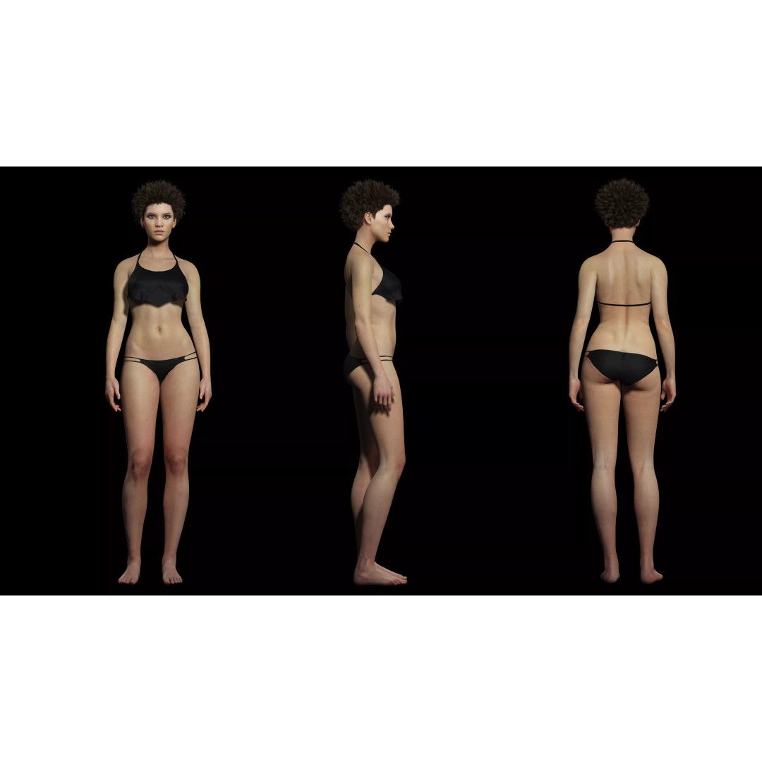 Realistic Young Woman 3D Model – Low Poly Game Ready Character, FBX - View 3