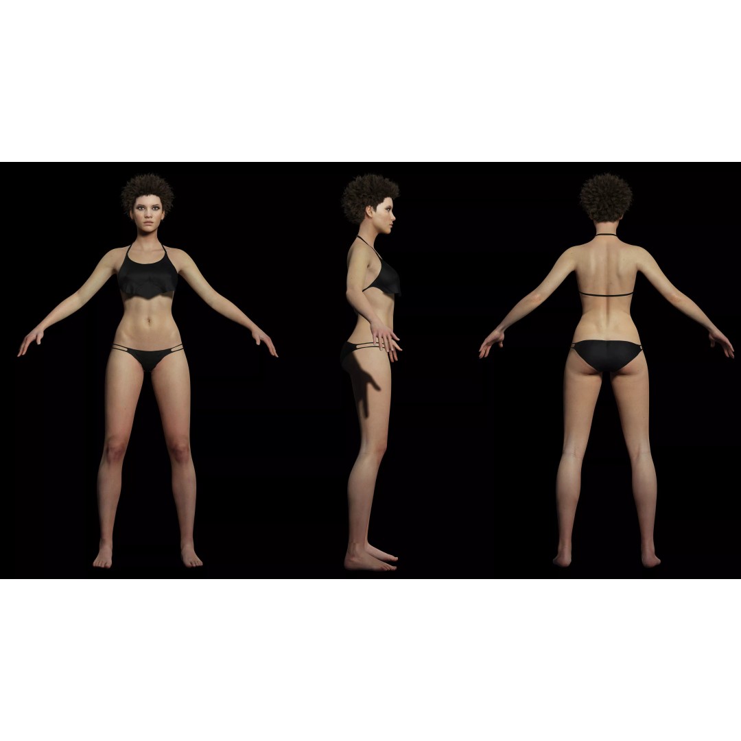 Realistic Young Woman 3D Model – Low Poly Game Ready Character, FBX - View 5
