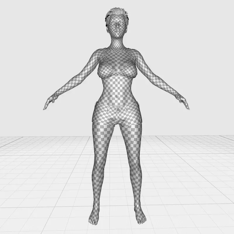 Realistic Blonde Female Character 3D Model – Low Poly Rigged Asset, FBX