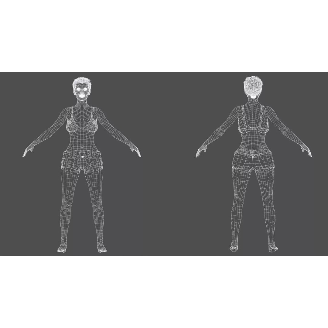 Realistic Blonde Female Character 3D Model – Low Poly Rigged Asset, FBX - View 11