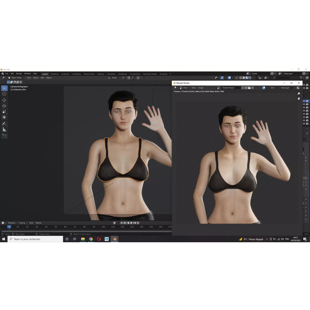 Realistic Blonde Female Character 3D Model – Low Poly Rigged Asset, FBX - View 12