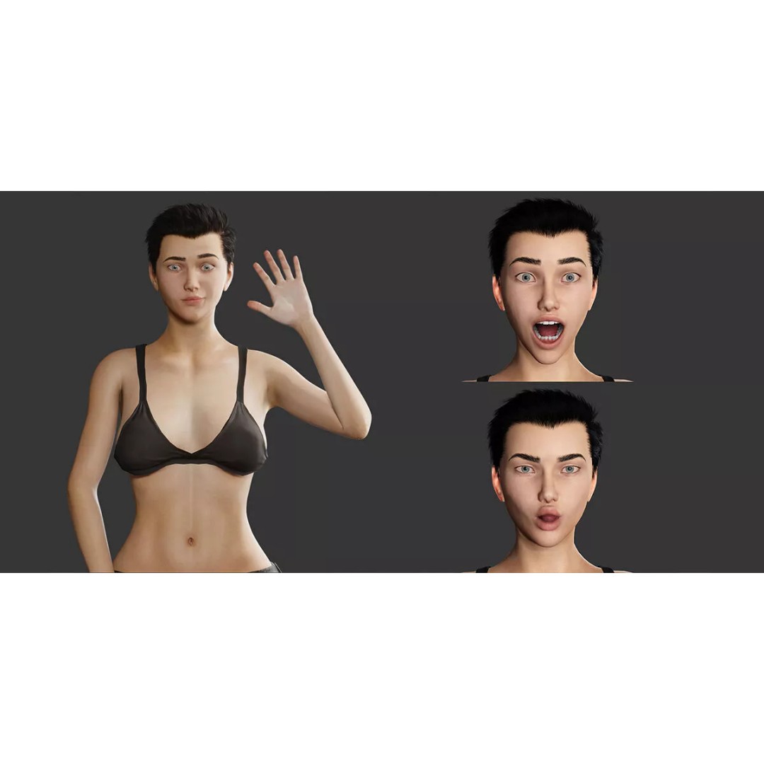 Realistic Blonde Female Character 3D Model – Low Poly Rigged Asset, FBX - View 4