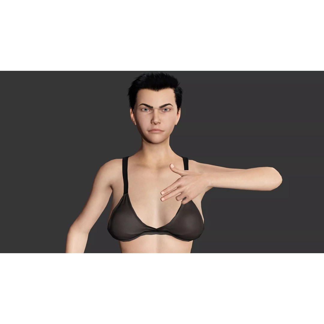 Realistic Blonde Female Character 3D Model – Low Poly Rigged Asset, FBX - View 6